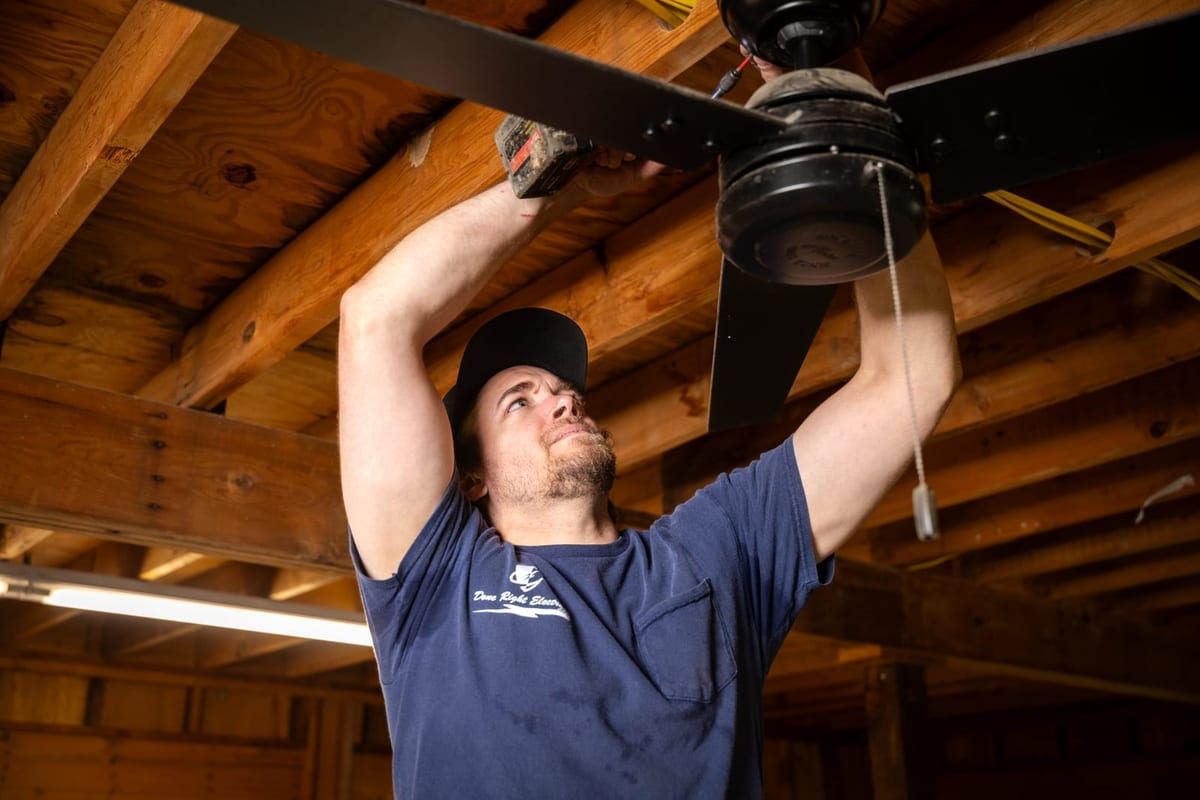 Installing a ceiling fan in an attic